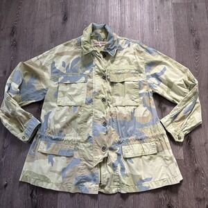 Free People Jacket Women's S Lead The Way Lime‎ Combo Camo Utility Zip
